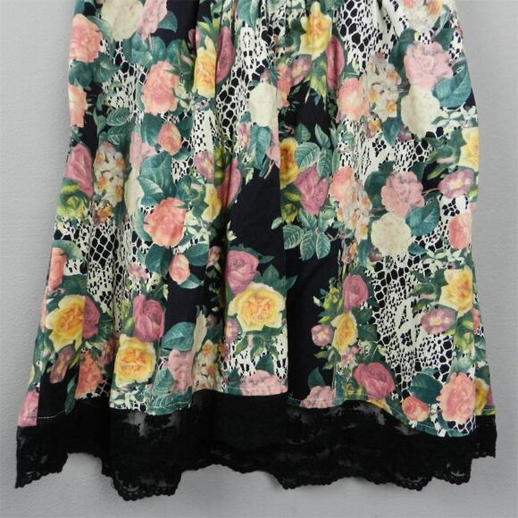 Antix Brazil Floral Strapless Dress Size M Black Green Pink Yellow Fit and Flare - Picture 4 of 12